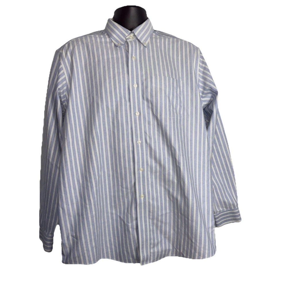 LL Bean Men's Wrinkle Resistant Long Sleeve Button Up Size 16 1/2-35 Light Blue